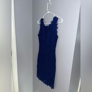 Blue lace body-con dress